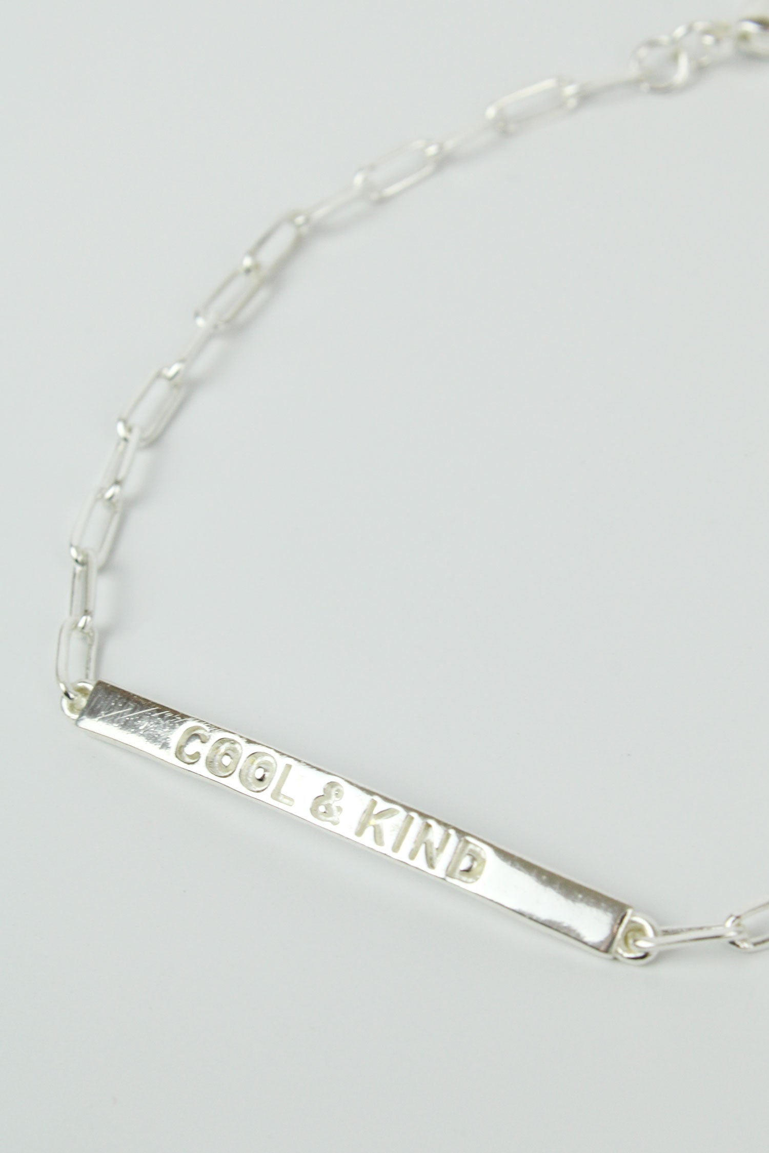 SILVER COOL & KIND BAR BRACELET (7896090280152)