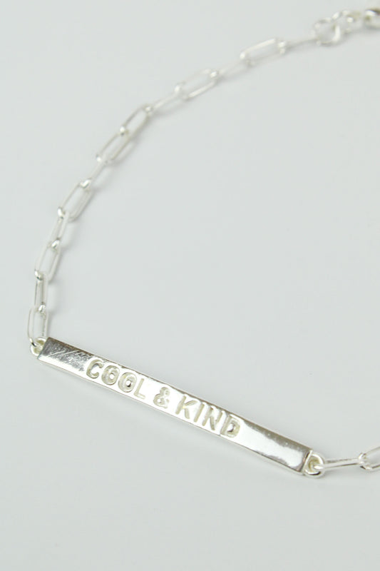 SILVER COOL & KIND BAR BRACELET (7896090280152)
