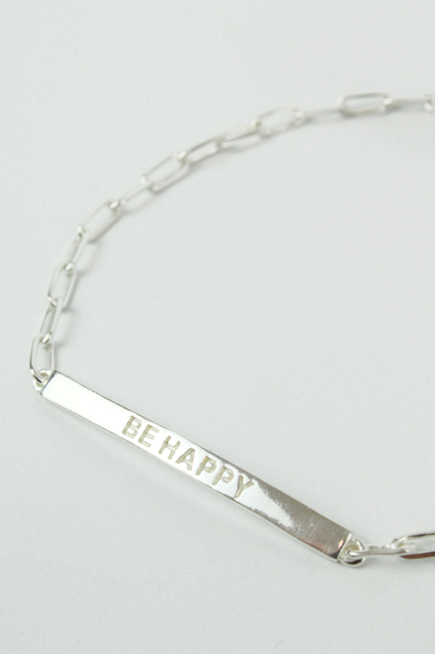 SILVER BE HAPPY BAR BRACELET (7896102338776)