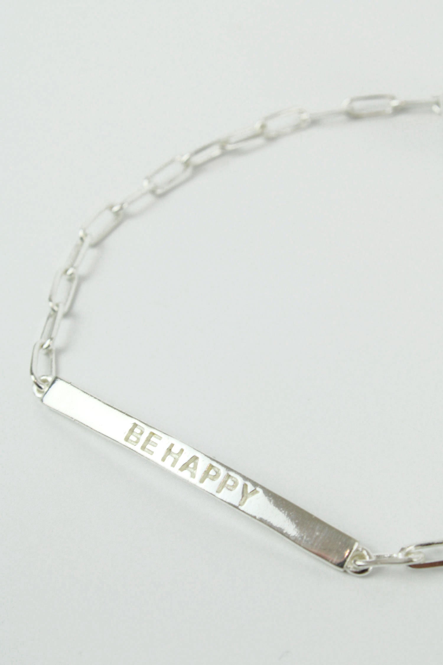 SILVER BE HAPPY BAR BRACELET (7896102338776)
