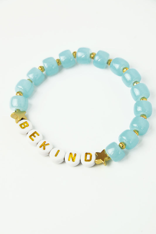 LIGHT BLUE BEADED BE KIND LETTER BRACELET (7969003471064)
