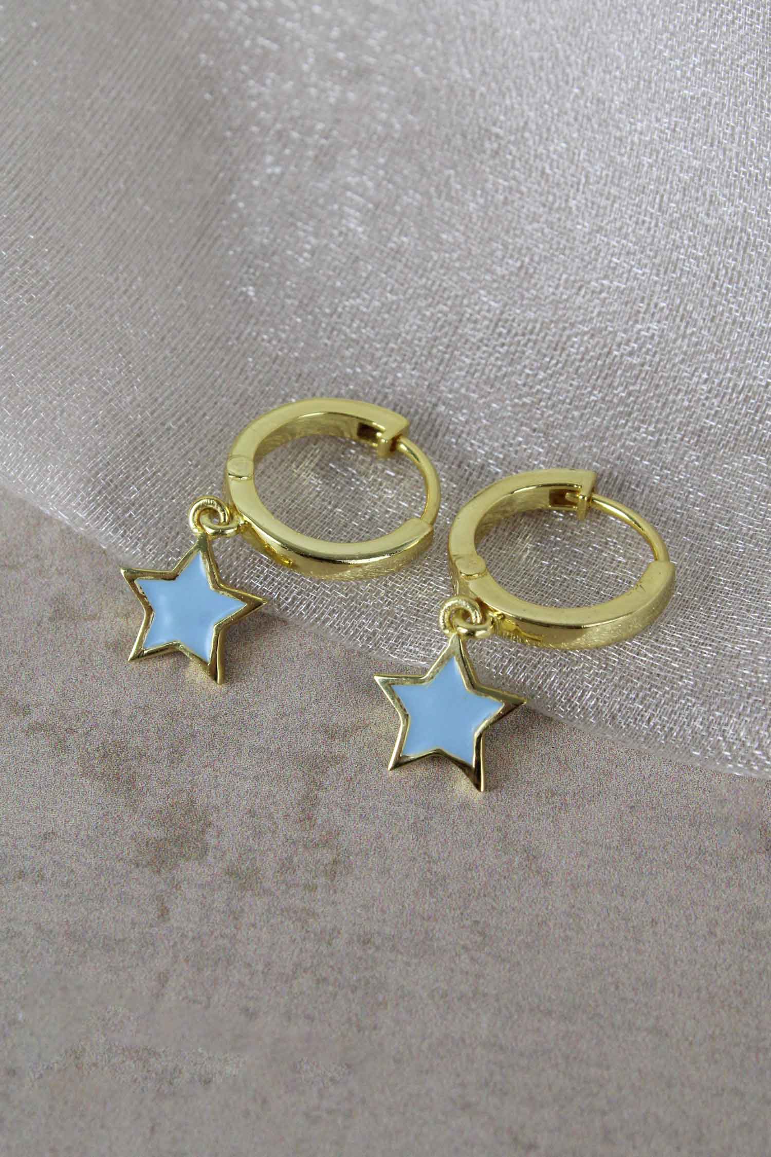 ENAMEL STAR MINI HOOPS (6103090757819)