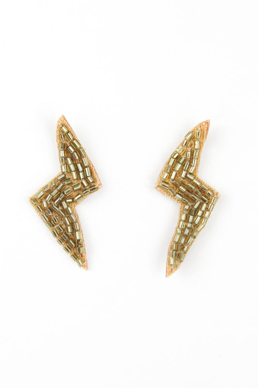 GOLD BEADED LIGHTNING STUD (7089418076347)