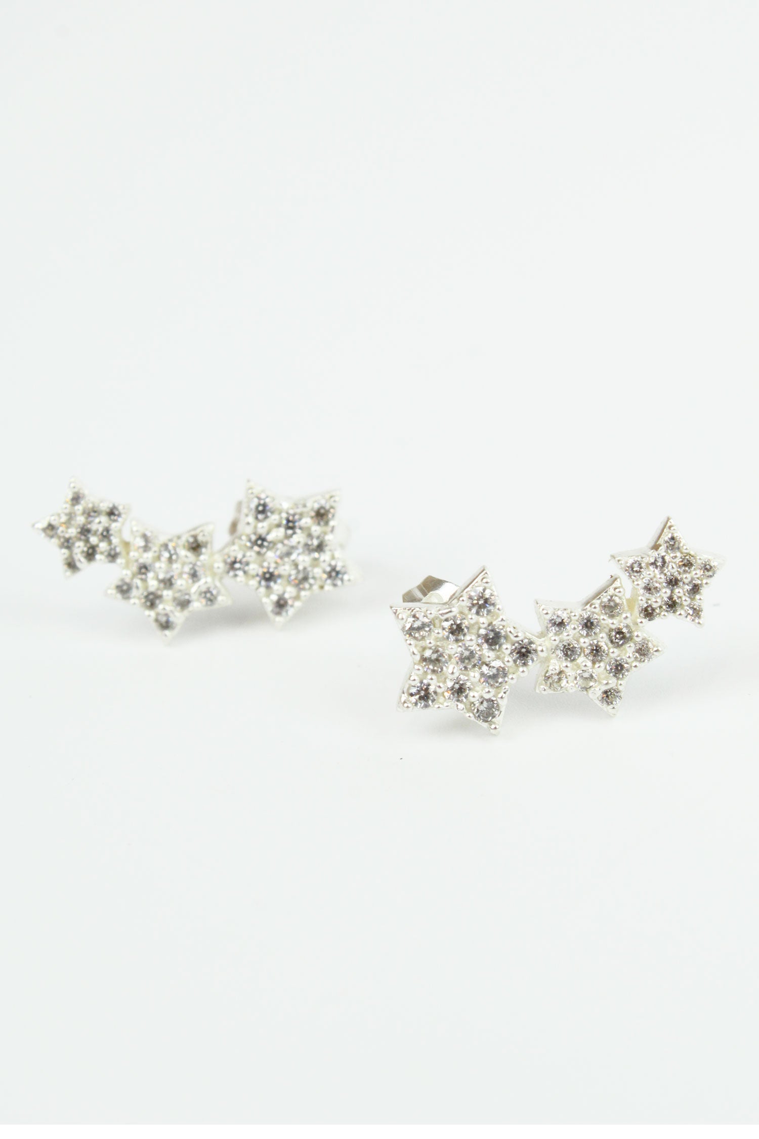 TRIPLE CRYSTAL STAR STUDS SILVER (7871849693400)