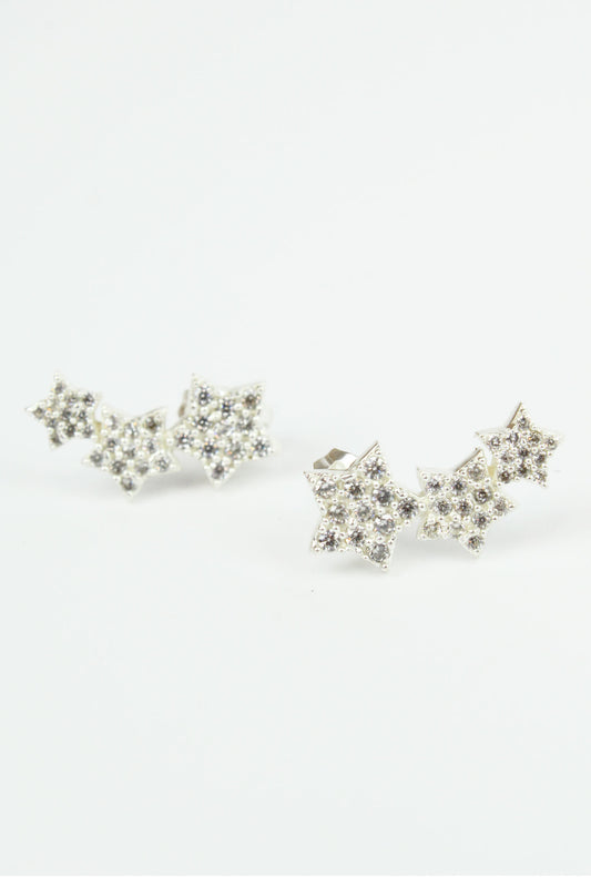 TRIPLE CRYSTAL STAR STUDS SILVER (7871849693400)
