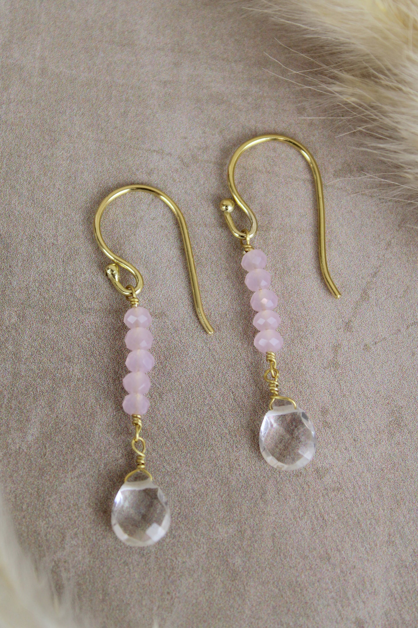 ROSE QUARTZ & CRYSTAL DROPS (7784755232984)