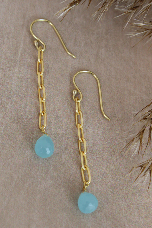 LINK CHAIN AQUA CHALCEDONY DROPS (7784886272216)