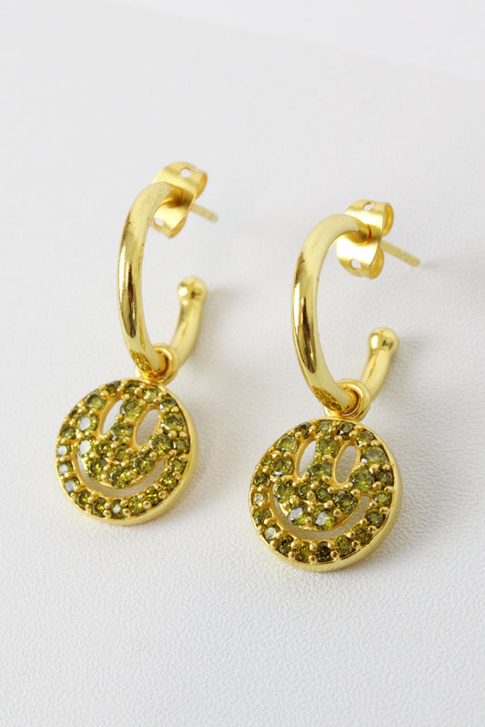 GREEN CRYSTAL SMILEY HOOPS (7791607873752)