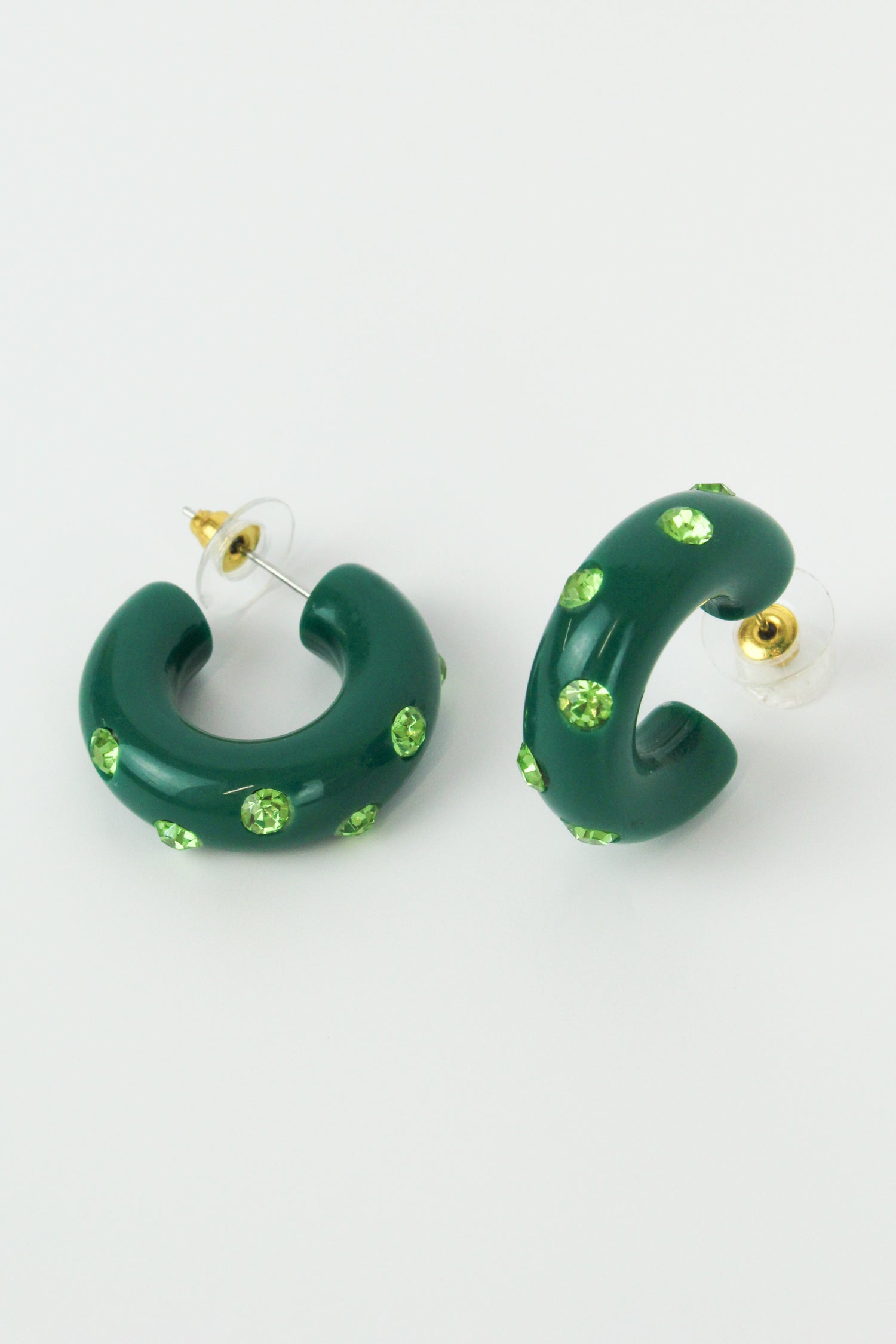 GREEN CHUNKY GEM HOOP (7873263337688)