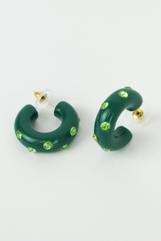 GREEN CHUNKY GEM HOOP (7873263337688)