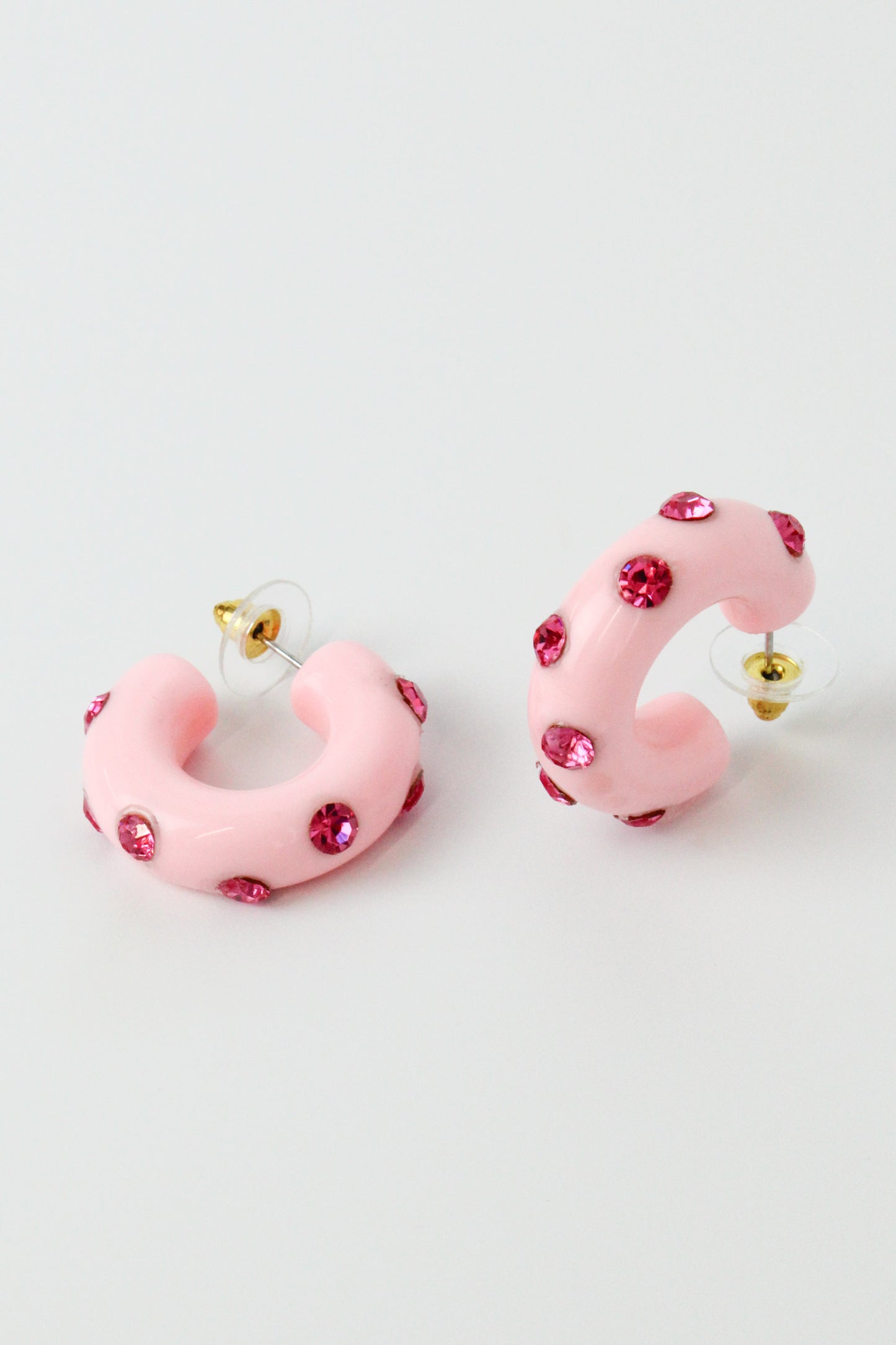 LIGHT PINK CHUNKY GEM HOOP (7873264779480)
