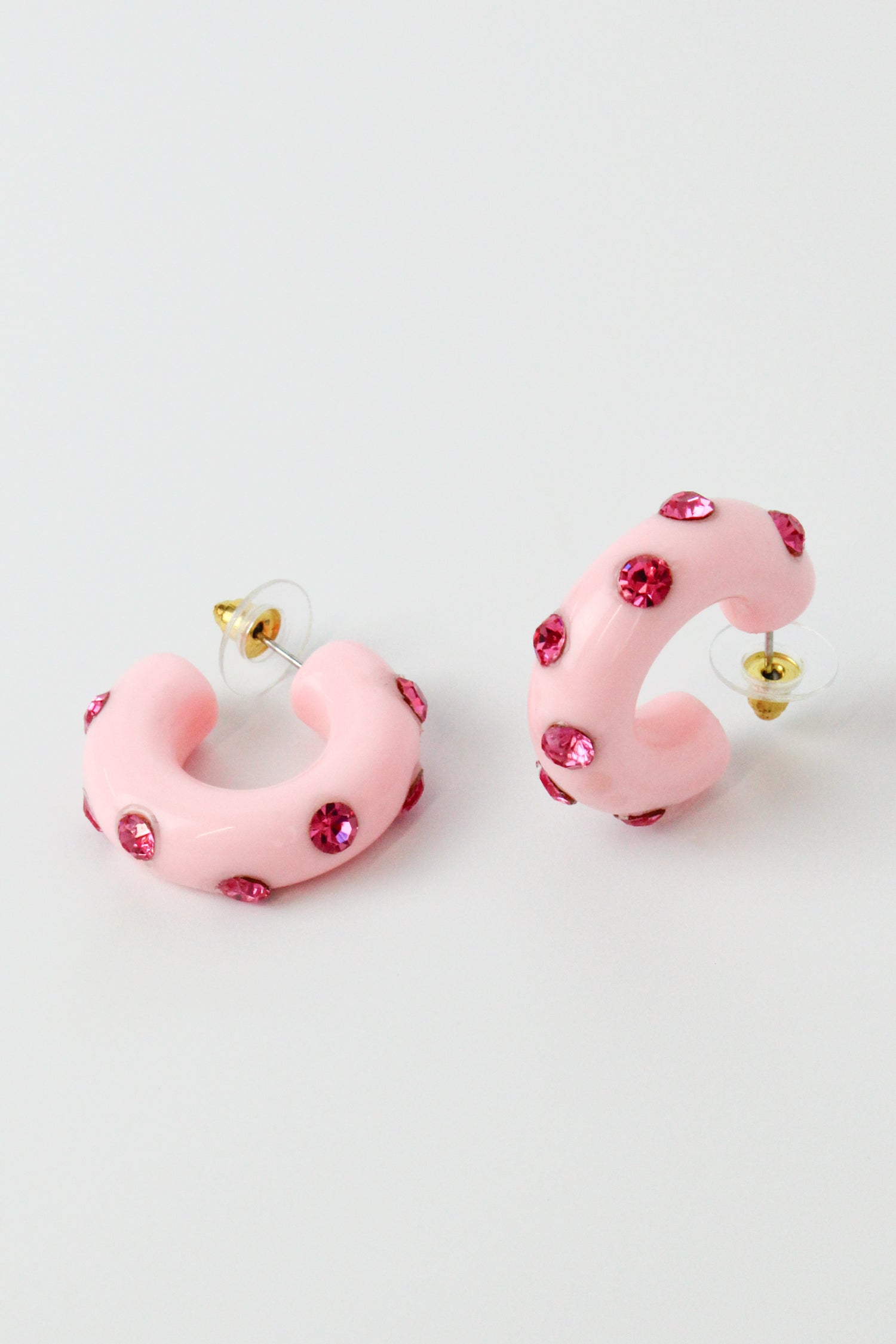 LIGHT PINK CHUNKY GEM HOOP (7873264779480)