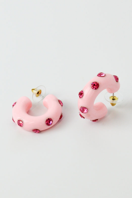LIGHT PINK CHUNKY GEM HOOP (7873264779480)
