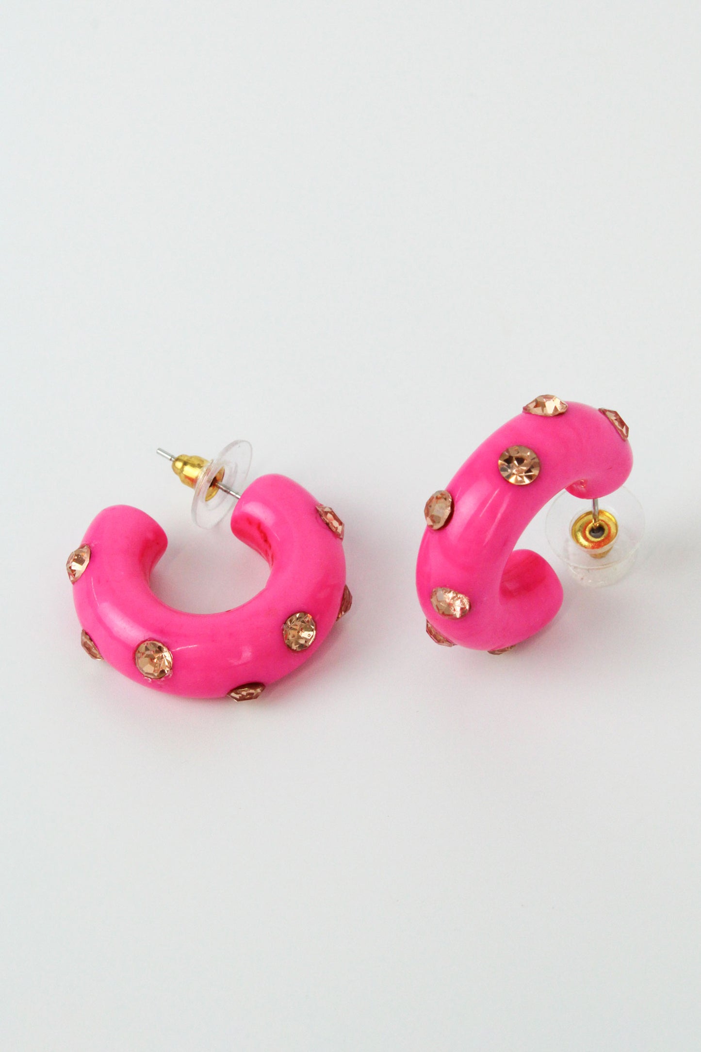 HOT PINK CHUNKY GEM HOOP (7873267040472)