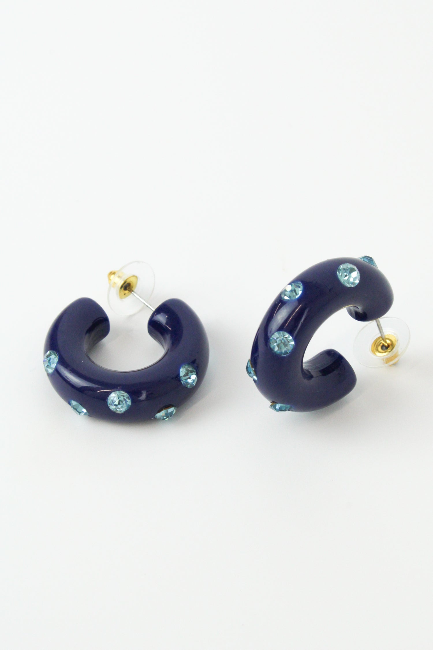 NAVY BLUE CHUNKY GEM HOOP (7873268056280)