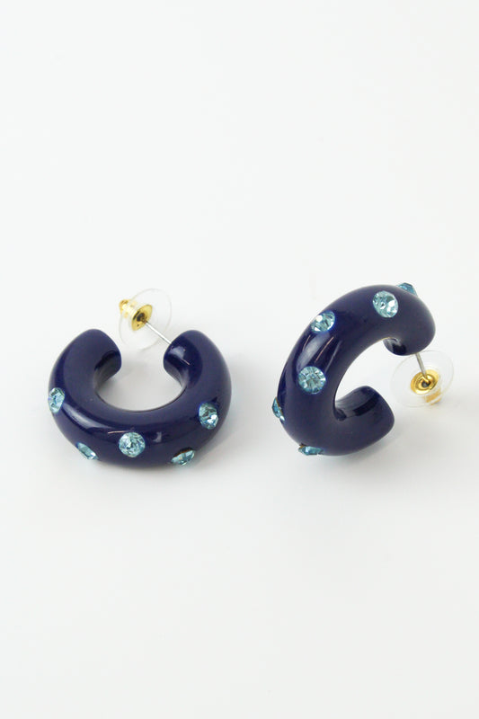 NAVY BLUE CHUNKY GEM HOOP (7873268056280)