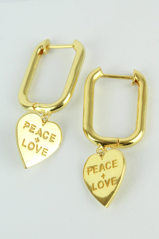 GOLD PEACE & LOVE HEART CHARM HOOPS (7896126357720)