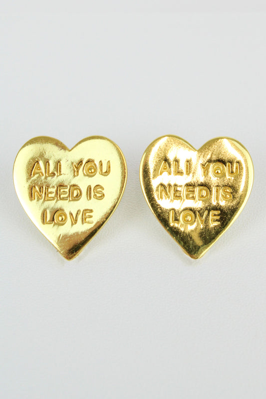 GOLD ALL YOU NEED IS LOVE HEART STUD (7896128684248)