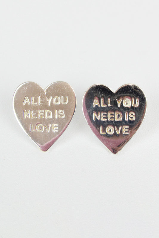 SILVER ALL YOU NEED IS LOVE HEART STUD (7896129241304)