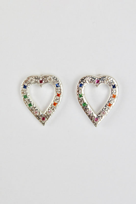 SILVER MULTI CRYSTAL HEART STUD (7895976247512)