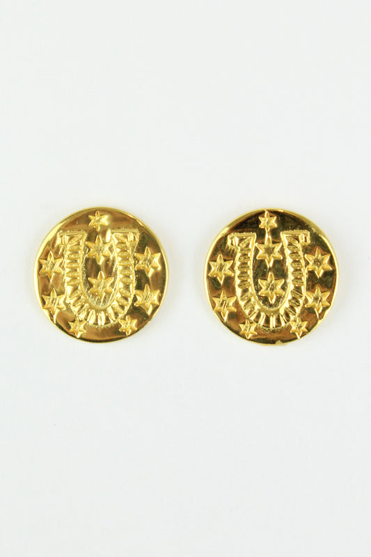 GOLD LUCKY HORSESHOE STUD (7896104698072)