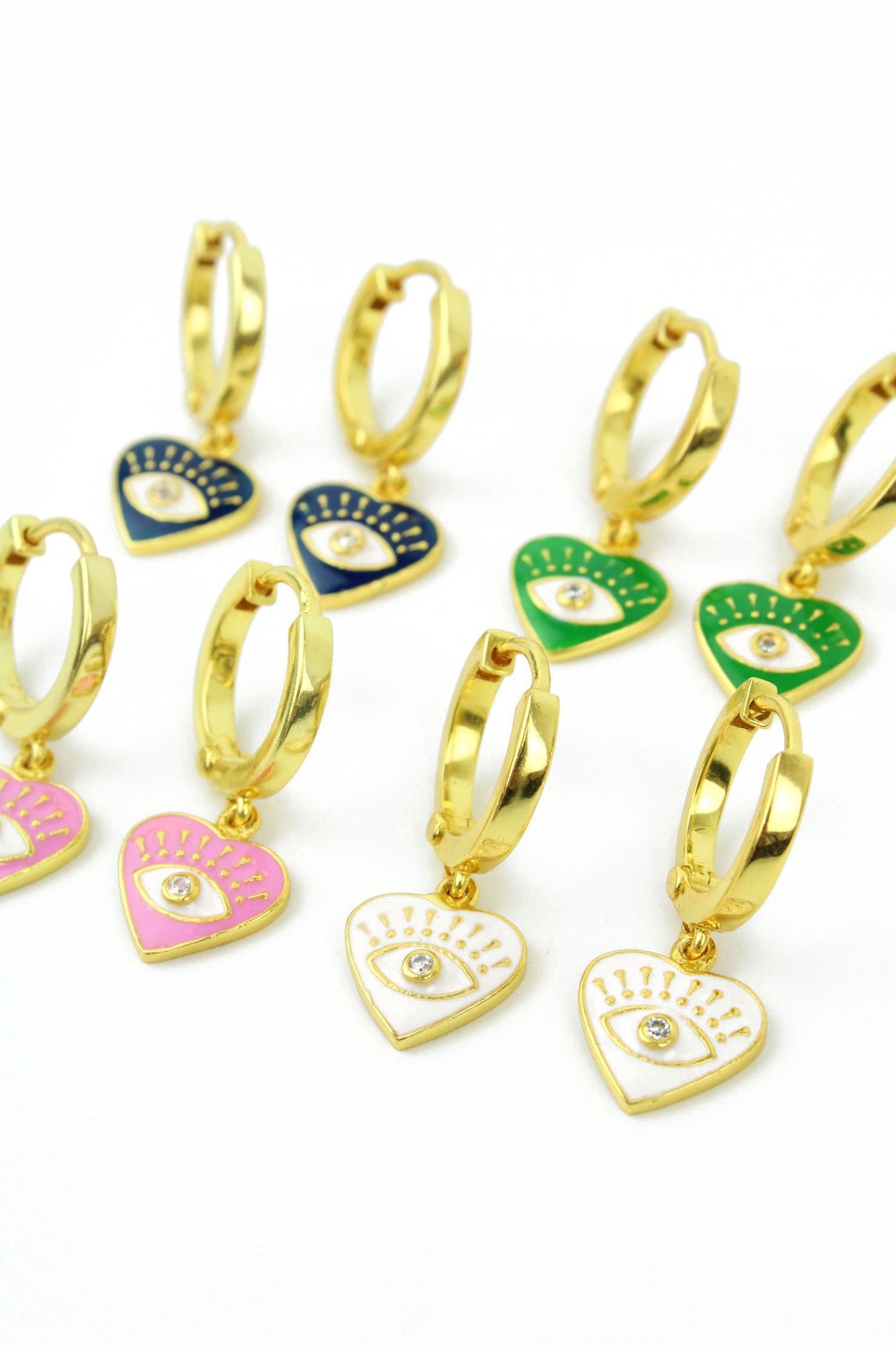 EYE HEART ENAMEL HOOPS: PACK OF 4 (7938189197528)