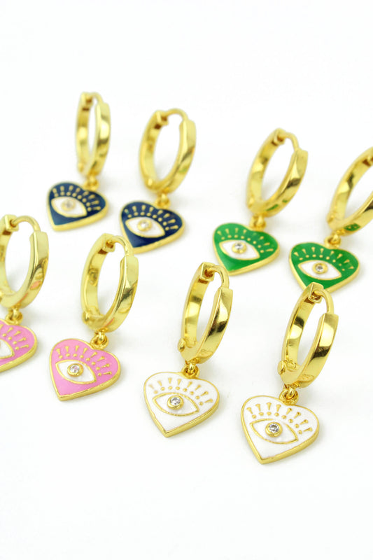 EYE HEART ENAMEL HOOPS: PACK OF 4 (7938189197528)