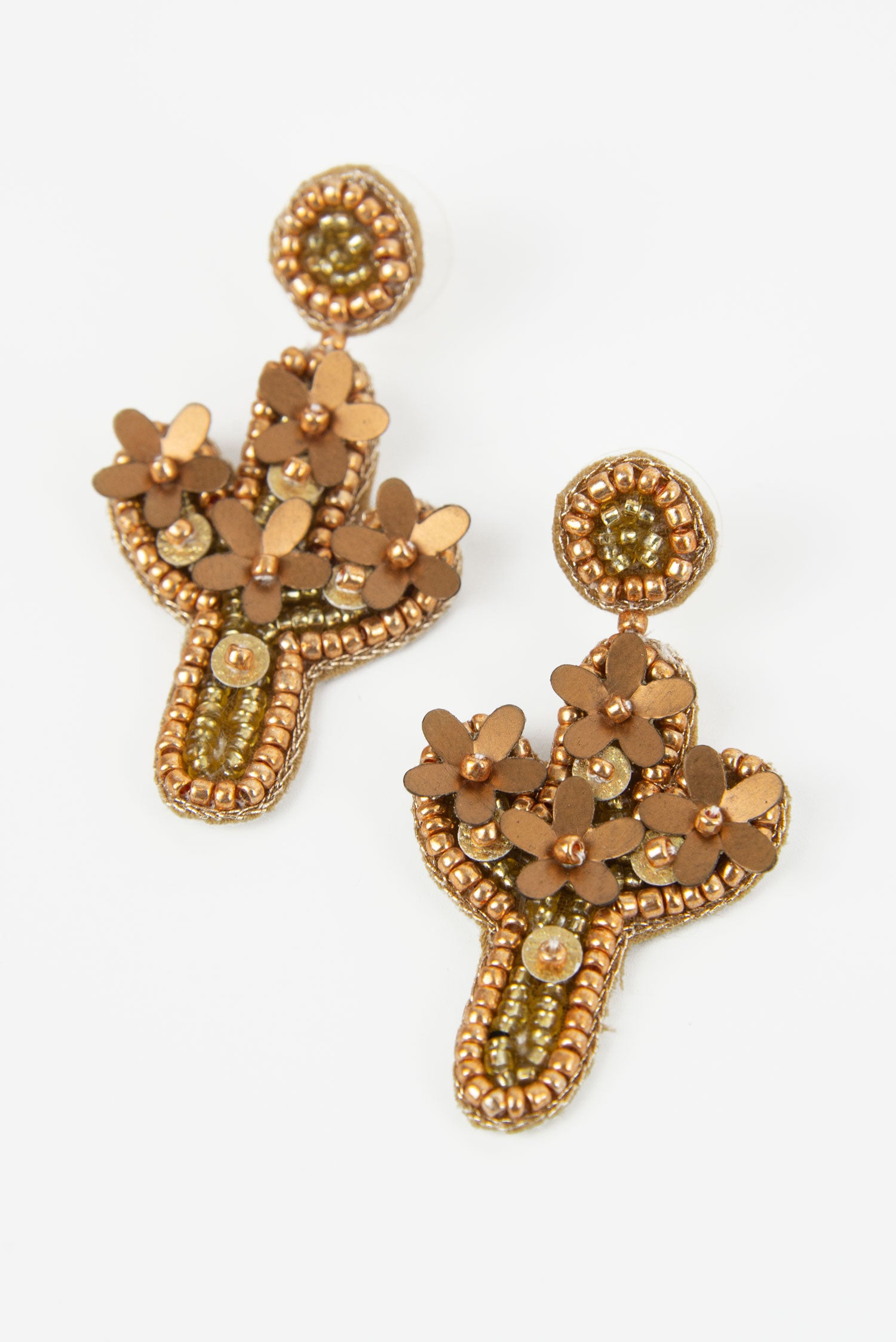 BEADED SMALL GOLD CACTUS DROPS (7973089673432)