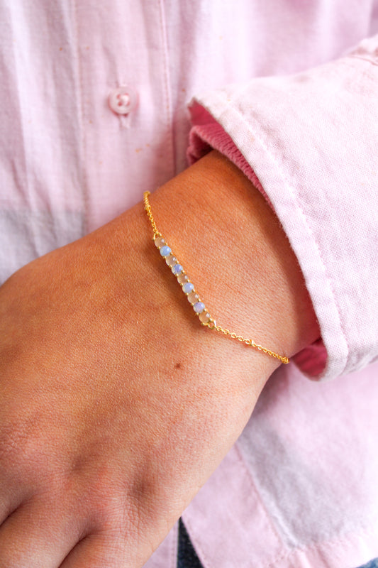 FIRE OPAL CULTURED CABUSHION & ROSE CHALCEDONY CABUSHION BRACELET (6551170482363)