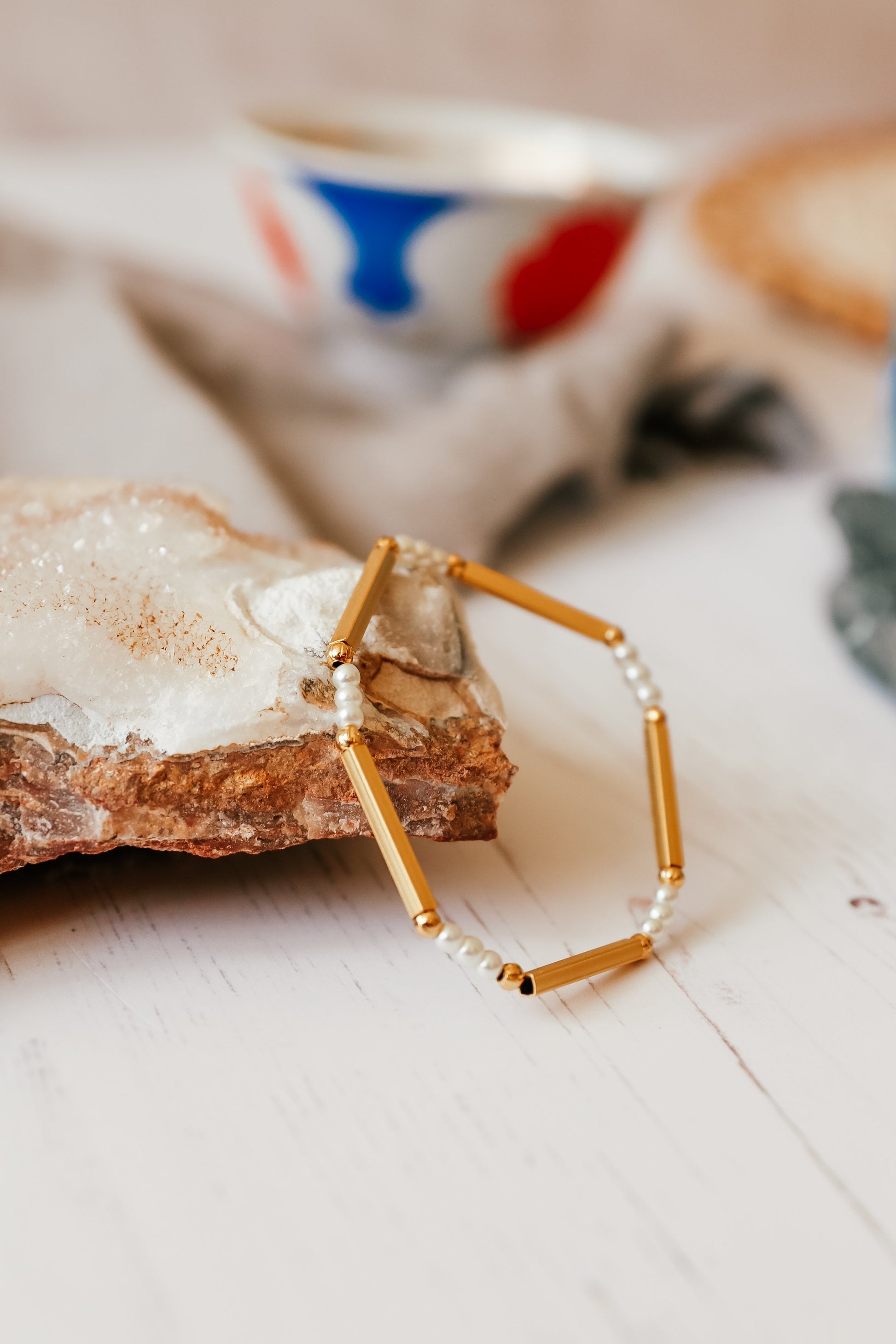 GOLD BAR & PEARL BRACELET (5710817886369)