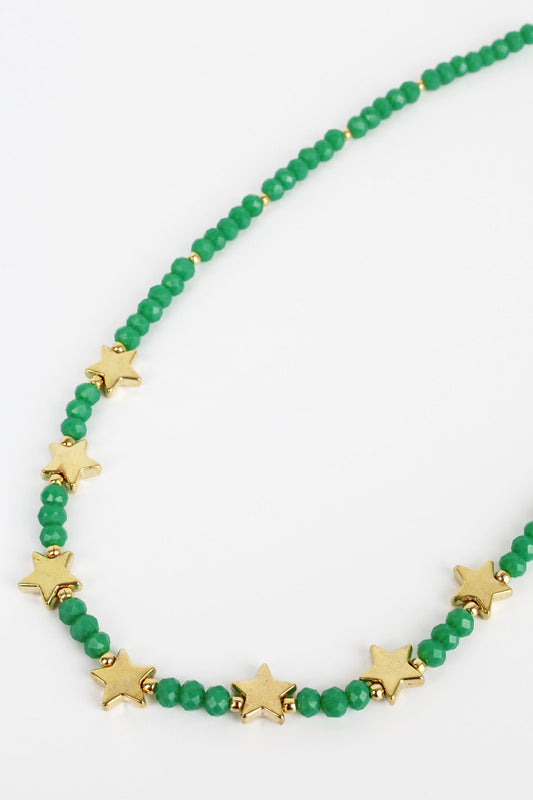 FOREST GREEN FACET STAR NECKLACE (7866020266200)