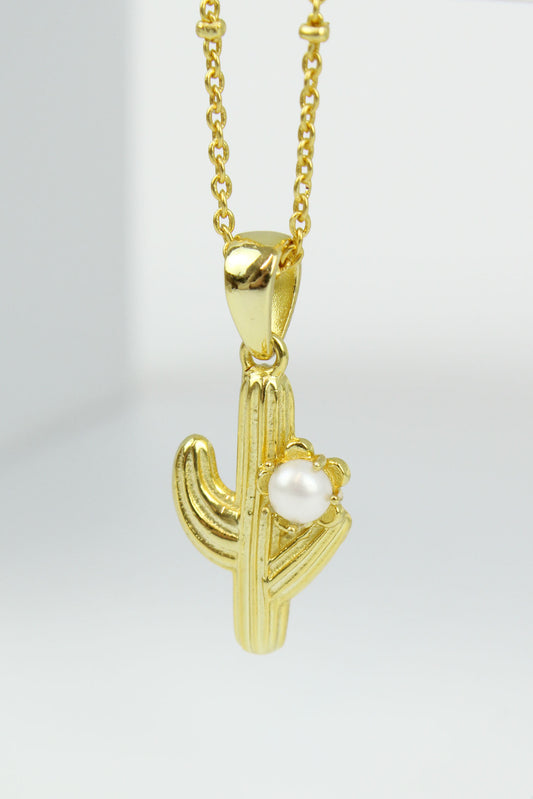 CACTUS & PEARL NECKLACE (7866048479448)