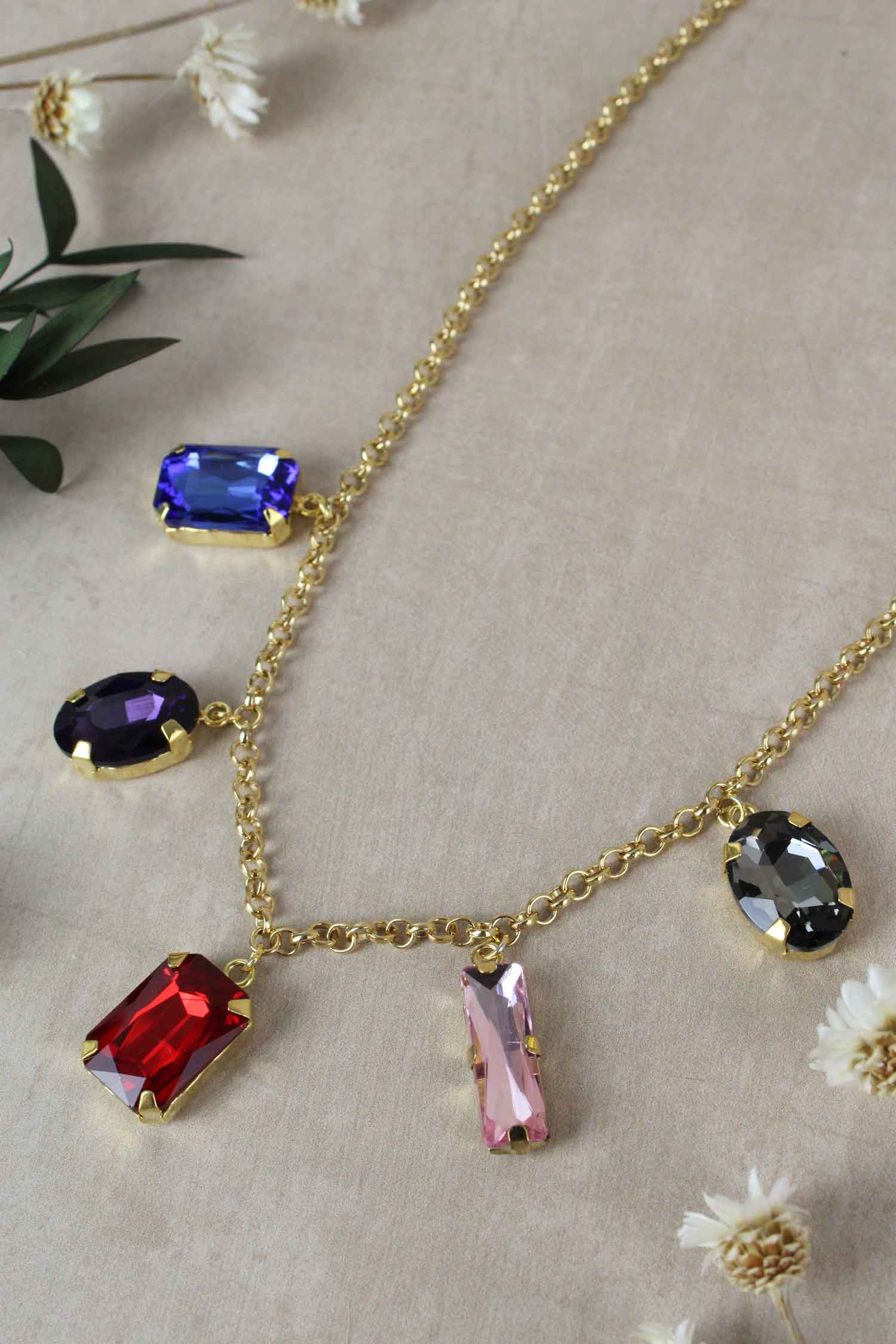 CHAIN MIXED GEM NECKLACE (7063109861563)