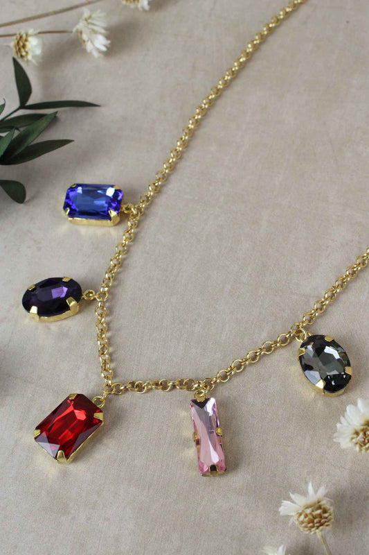 CHAIN MIXED GEM NECKLACE (7063109861563)
