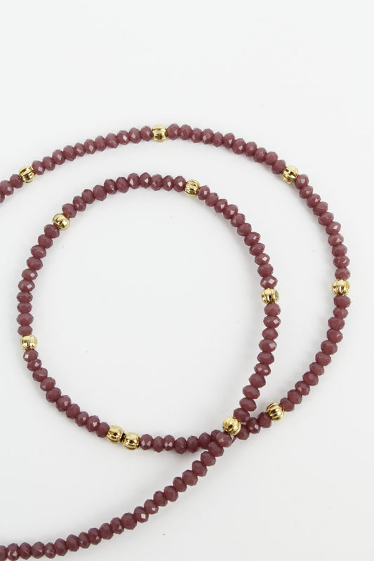 MAUVE FACET BEAD NECKLACE (7159334305979)
