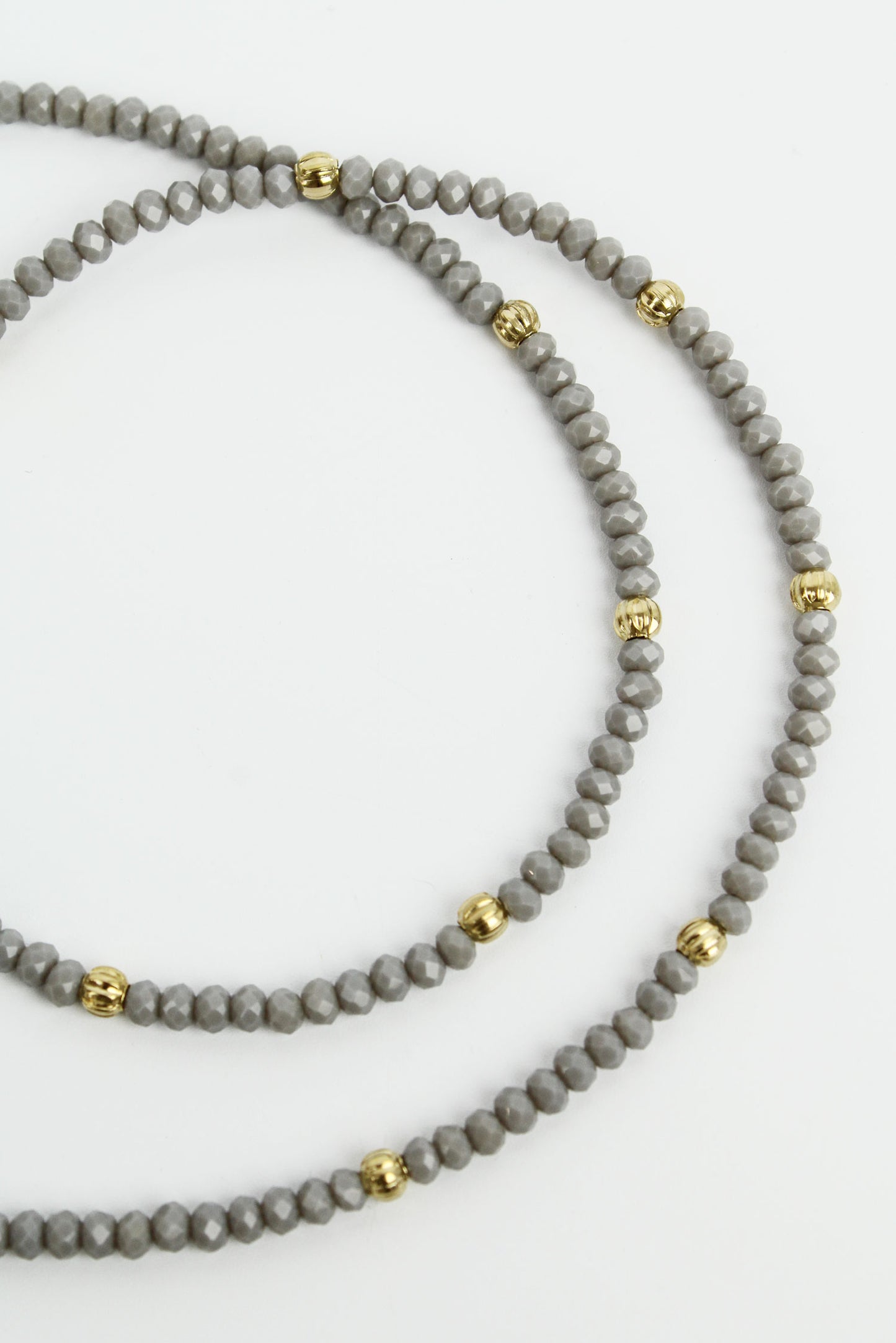 SMOKEY GREY FACET BEAD NECKLACE (7159387783355)