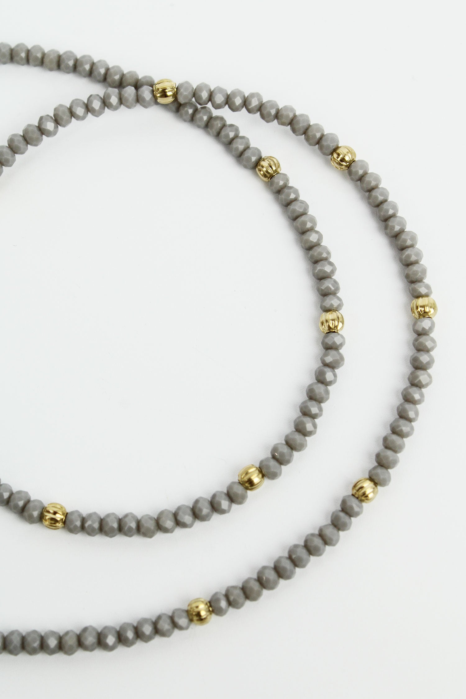 SMOKEY GREY FACET BEAD NECKLACE (7159387783355)