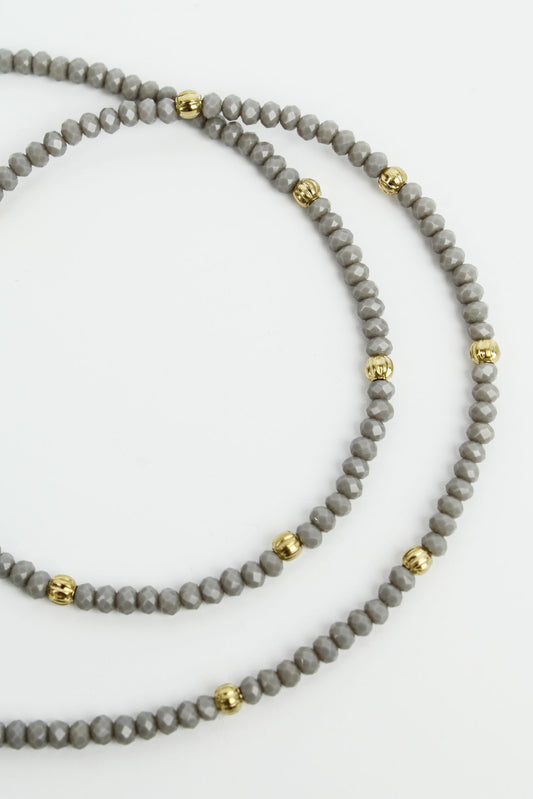 SMOKEY GREY FACET BEAD NECKLACE (7159387783355)