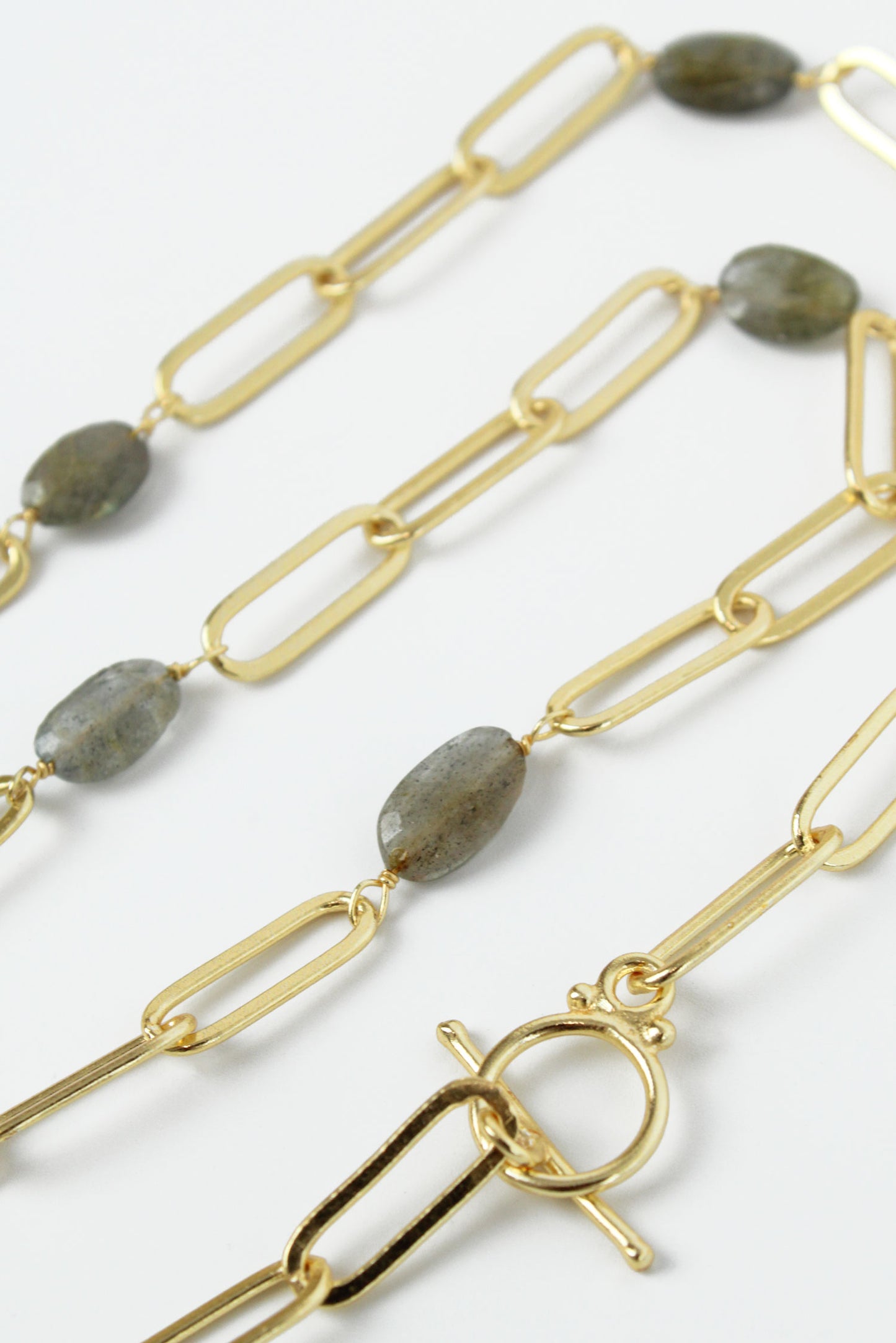 GOLD LINK CHAIN LABRADORITE NECKLACE (7783494222040)