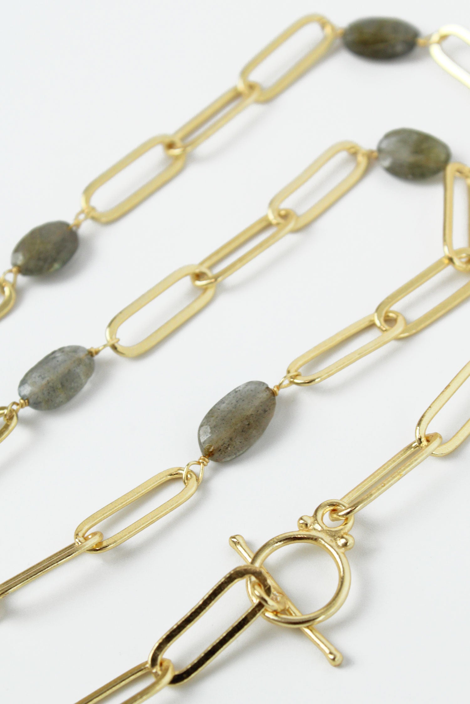 GOLD LINK CHAIN LABRADORITE NECKLACE (7783494222040)
