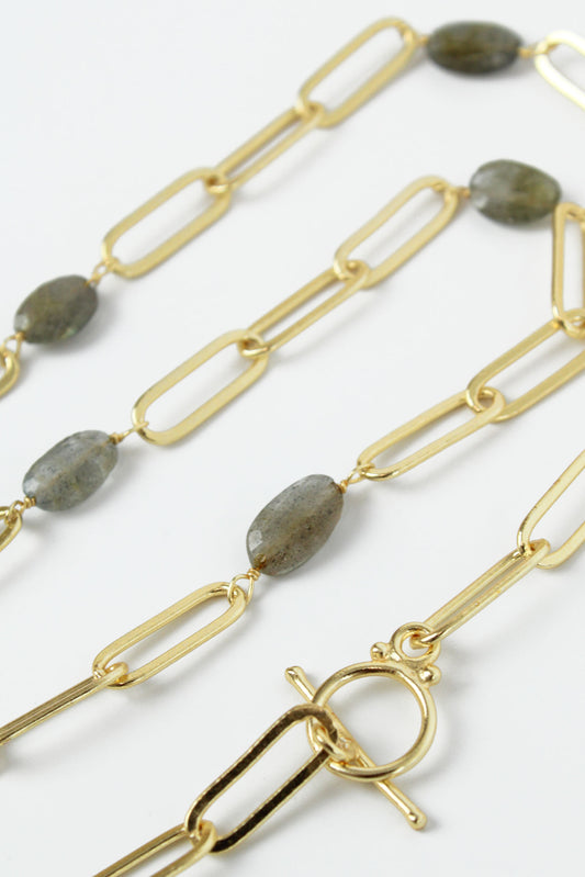 GOLD LINK CHAIN LABRADORITE NECKLACE (7783494222040)