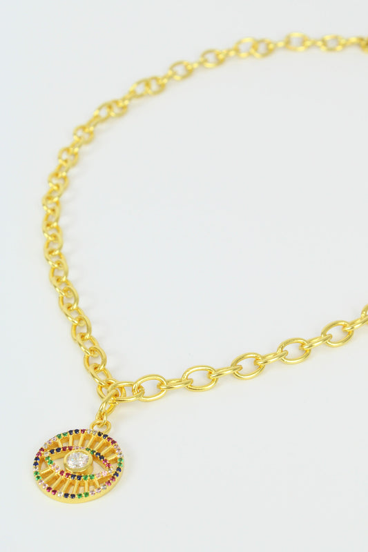 GOLD CHAIN EVIL EYE NECKLACE (7791846064344)