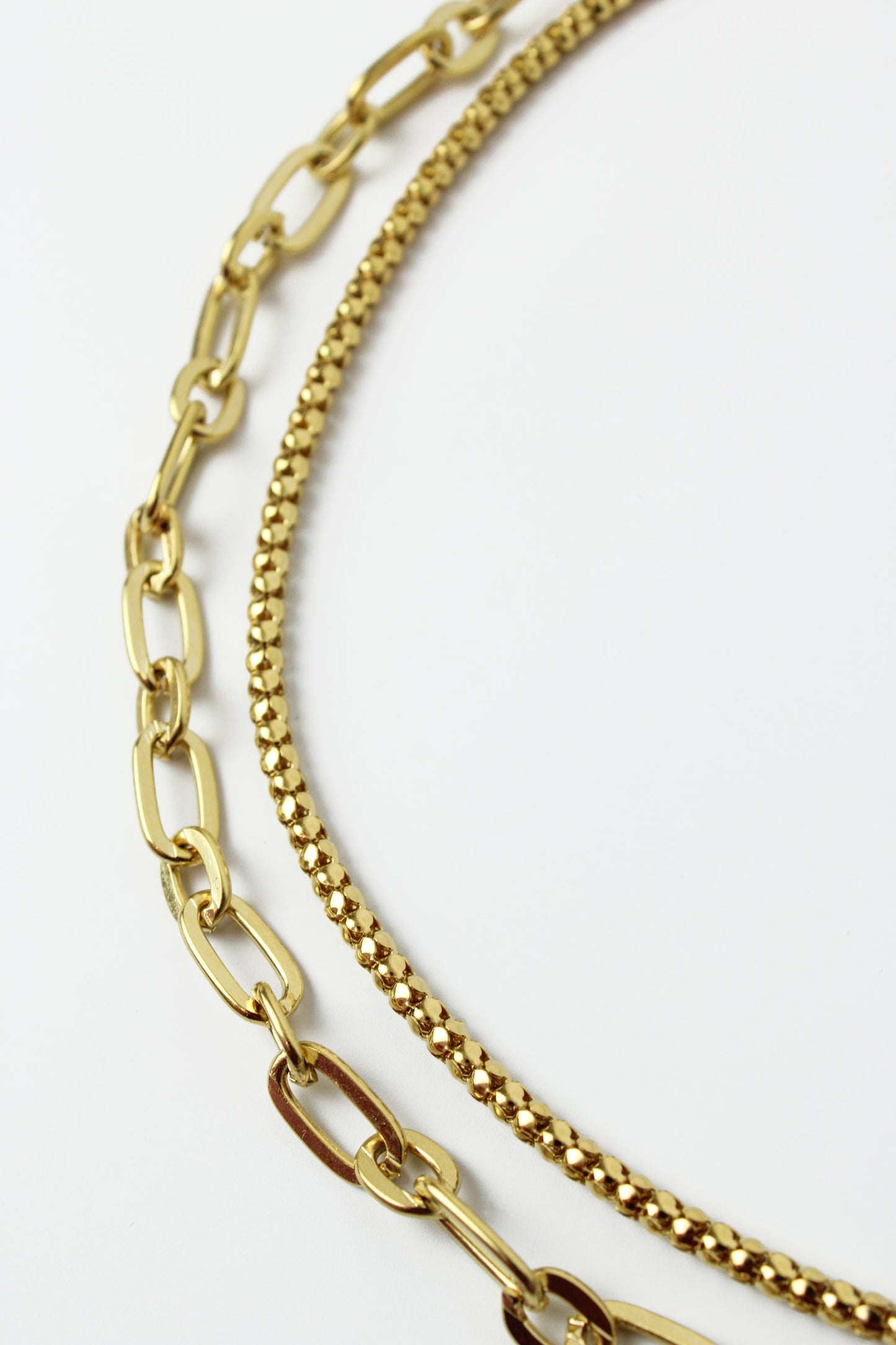 GOLD CHAIN & LINK DOUBLE LAYERED NECKLACE (7794028642520)