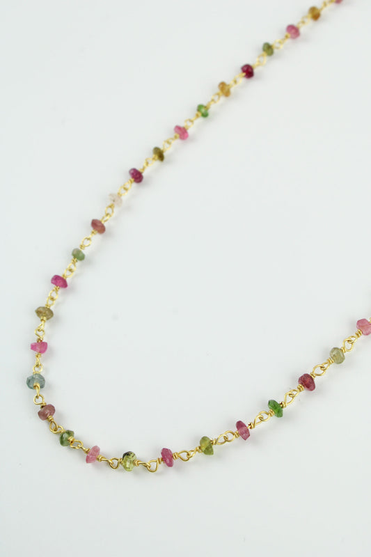 MULTI TOURMALINE STONE CHAIN NECKLACE (7879523074264)