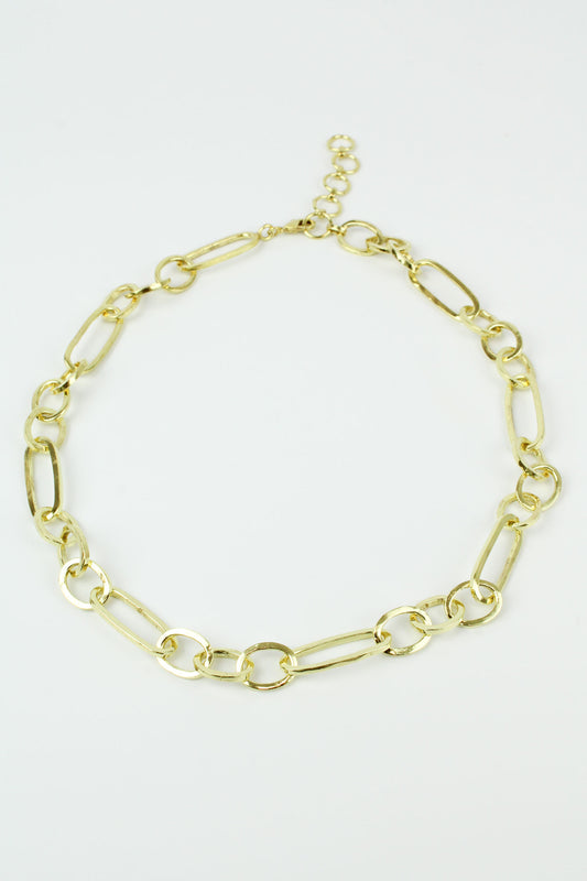 GOLD LONG LINK PAPER CHAIN NECKLACE (7885854671064)