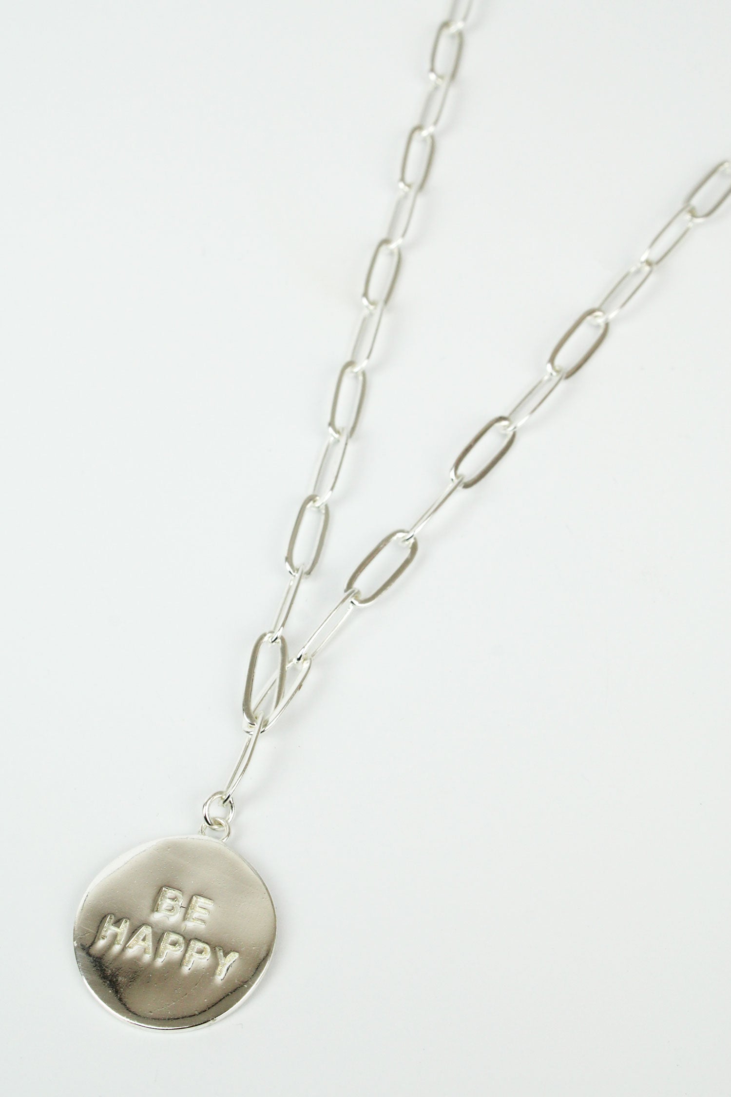 SILVER BE HAPPY COIN NECKLACE (7896132649176)