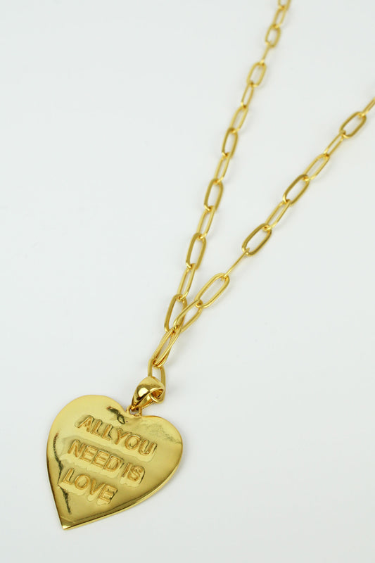 GOLD ALL YOU NEED IS LOVE HEART NECKLACE (7896135041240)