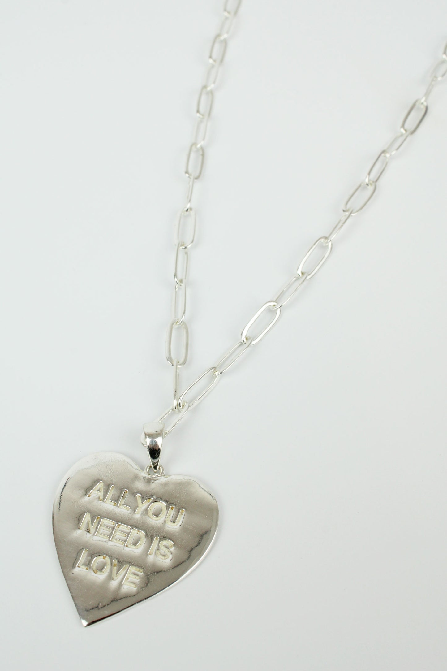 SILVER ALL YOU NEED IS LOVE HEART NECKLACE (7896520556760)