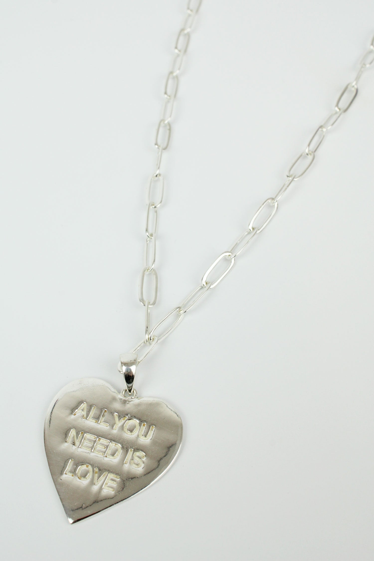SILVER ALL YOU NEED IS LOVE HEART NECKLACE (7896520556760)