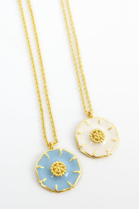WHITE & POWDER BLUE DAISY ENAMEL PENDANT: PACK OF 2 (7938161967320)